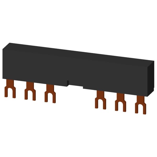 3-phase busbars modular spacing 65 mm for 2 switches and accessories fork shape connections - Image 3