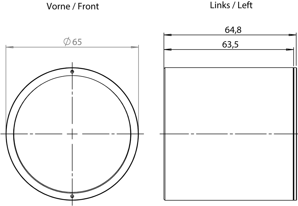 MV500 protective lens barrel PMMA Degree of protection IP67 for MV500 devices face plate: PMMA e.g. for food and beverage Enclosure: metal For lens length without/with built-in ring light 48.5 mm/23.9 mm For lens width without/with built-in ring light 60.4 mm/41.6 mm Suitable for lenses (MLFB): 6GF9001-1BL01 - Image 2