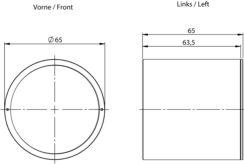 MV500 protective lens barrel IR degree of protection IP67 for MV500 devices face plate: IR /glass enclosure: metal for lens length without/with built-in ring light 48.5 mm/23.9 mm for lens width without/with built-in ring light 60.4 mm/41.6 mm suitable for lenses (MLFB): 6GF9001-1BL01 - Image 2