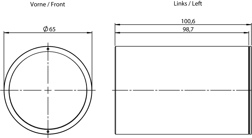 MV500 protective barrel IRUVcut long degree of protection IP67 for MV500 devices face plate: IRUVcut long / glass; enclosure: metal for lens length without/with built-in ring light 83.5 mm/59.1 mm for lens width without/with built-in ring light 60.4 mm/41.6 mm suitable for lenses (MLFB): 6GF9001-1BL01 - Image 2