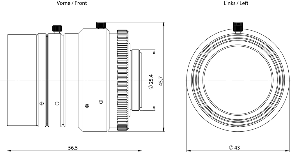 MV560 fixed-focus lens 12.5 mm only for MV560 devices MLFB: 6GF3560-0LE10; focal length 12.5 mm; adjustable aperture; scope of delivery: lens a. 15 mm protective barrel extender important: no built-in ring lamp can be used. - Image 2