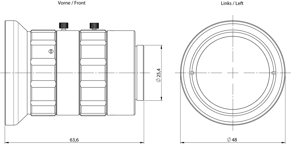 MV560 fixed-focus lens 16 mm only for MV560 devices MLFB: 6GF3560-0LE10; focal length 16 mm; adjustable aperture; scope of delivery: lens a. 15 mm protective barrel extender important: no built-in ring lamp can be used. - Image 2