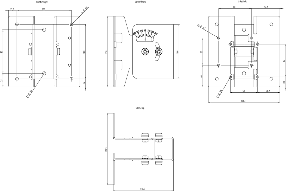 mounting plate MV500 without light material: stainless steel (2 mm) - Image 2