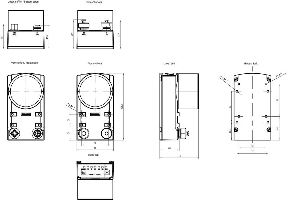 SIMATIC MV530 S optical reader resolution: 800 x 600 pixels; Function: 1D/2D code reading; operating range [mm]: 30…250 - Image 2