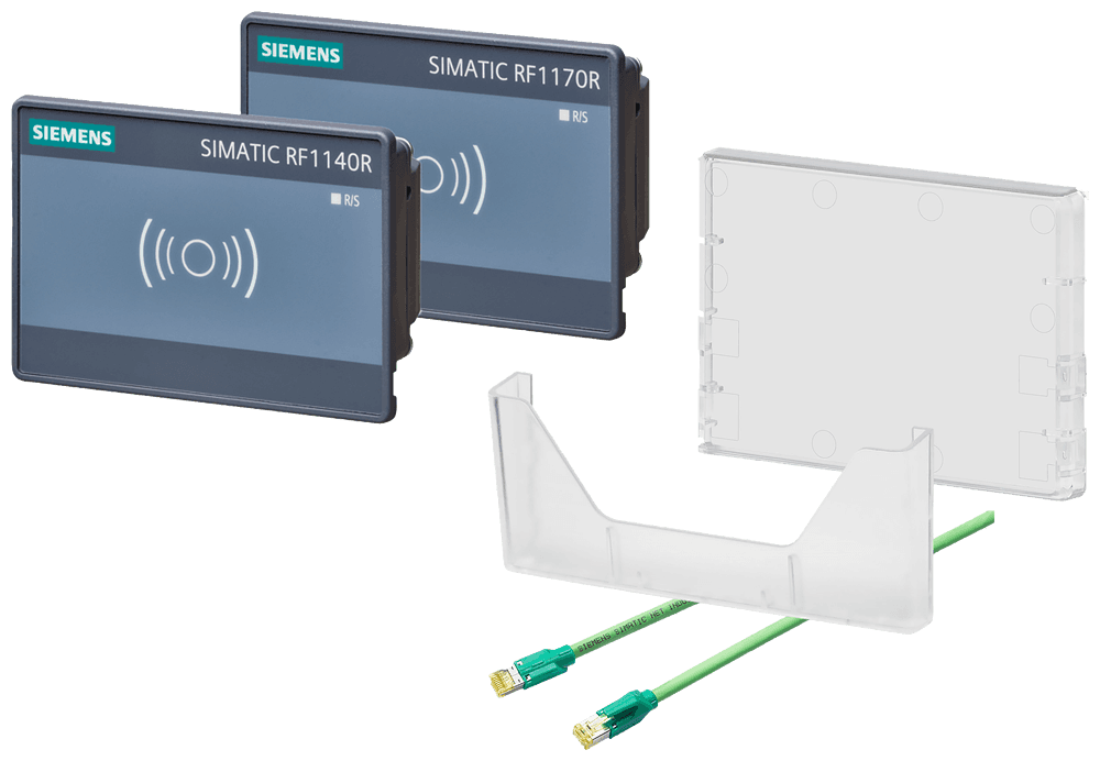 SIMATIC RF1100R starter package 1x SIMATIC RF1140R 1x SIMATIC RF1170R 1x card holder 1x cleanroom case 1x Ethernet cable only 1 package per customer - release by logistics required by Siemens