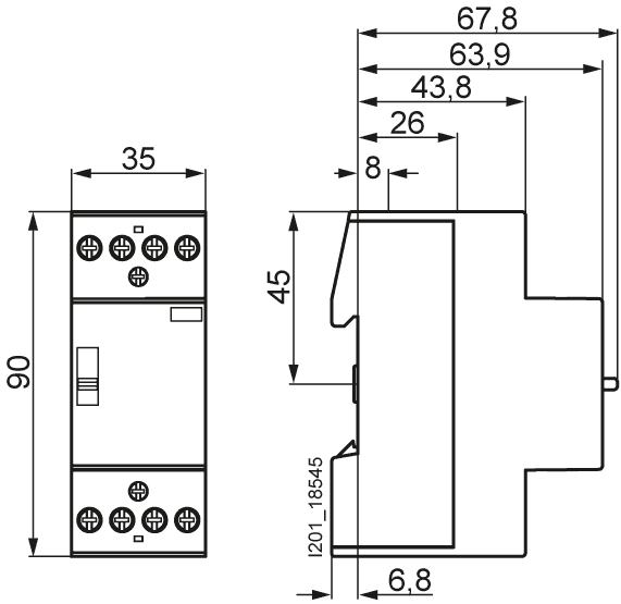 insta contactor 0/1-automatic with 3 NO contacts and 1 NC contact for 230 V AC - Image 2