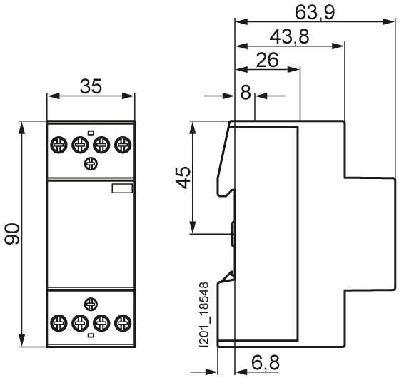 insta contactor with 2 NO and 2 NC contact for 230 V AC - Image 2