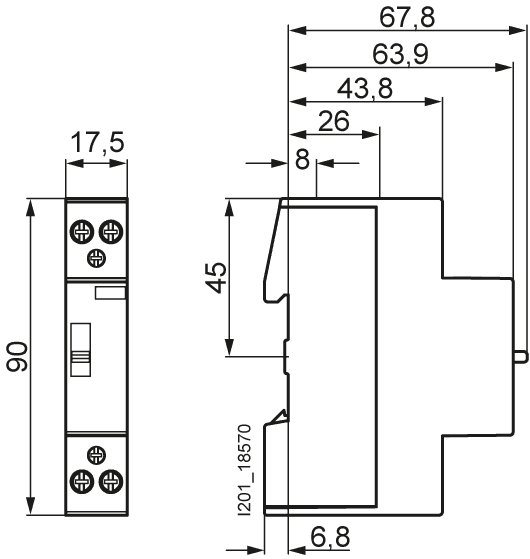 insta contactor 0/1-automatic with 1 NO contact and 1 NC contact for 230 V AC - Image 2