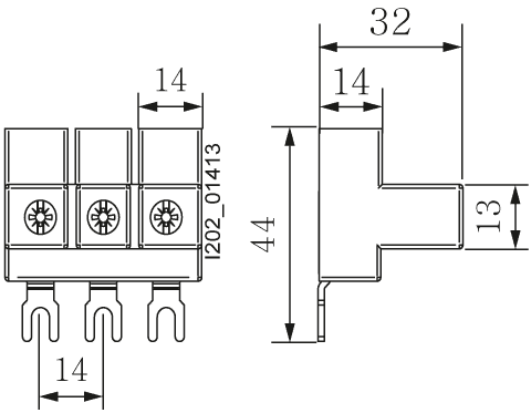 Connection terminal 3-pole modular width 15 mm 25 mm2 fork design - Image 2