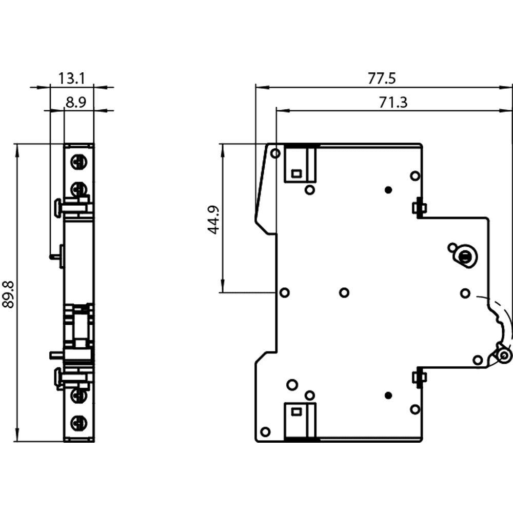auxiliary switch 2 NC with test button for miniature circuit breakers 5SL - Image 2