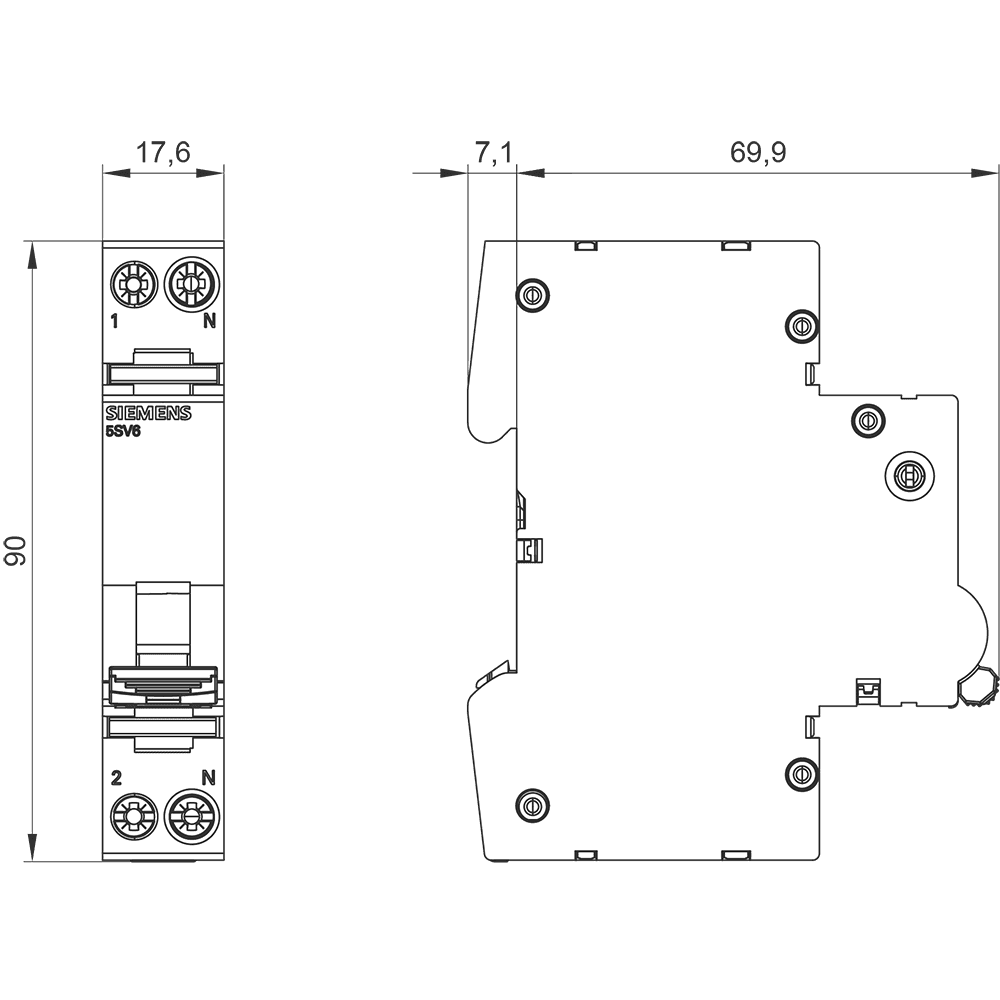 5SV6 AFDD/MCB 6kA B25 1+N 1MW Big Pack 12 pcs - Image 2