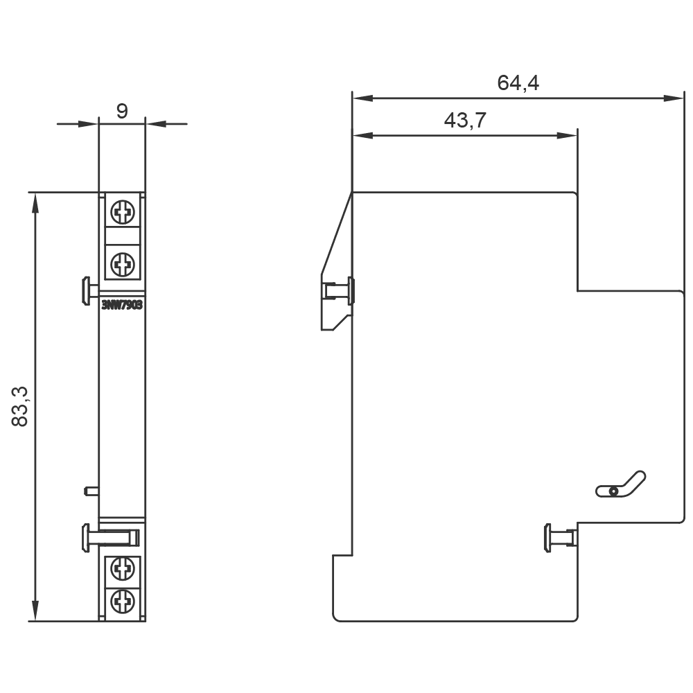 auxiliary switch 1 CO for cylindrical fuse holder size 10x 38 mm/8x 32 mm - Image 2