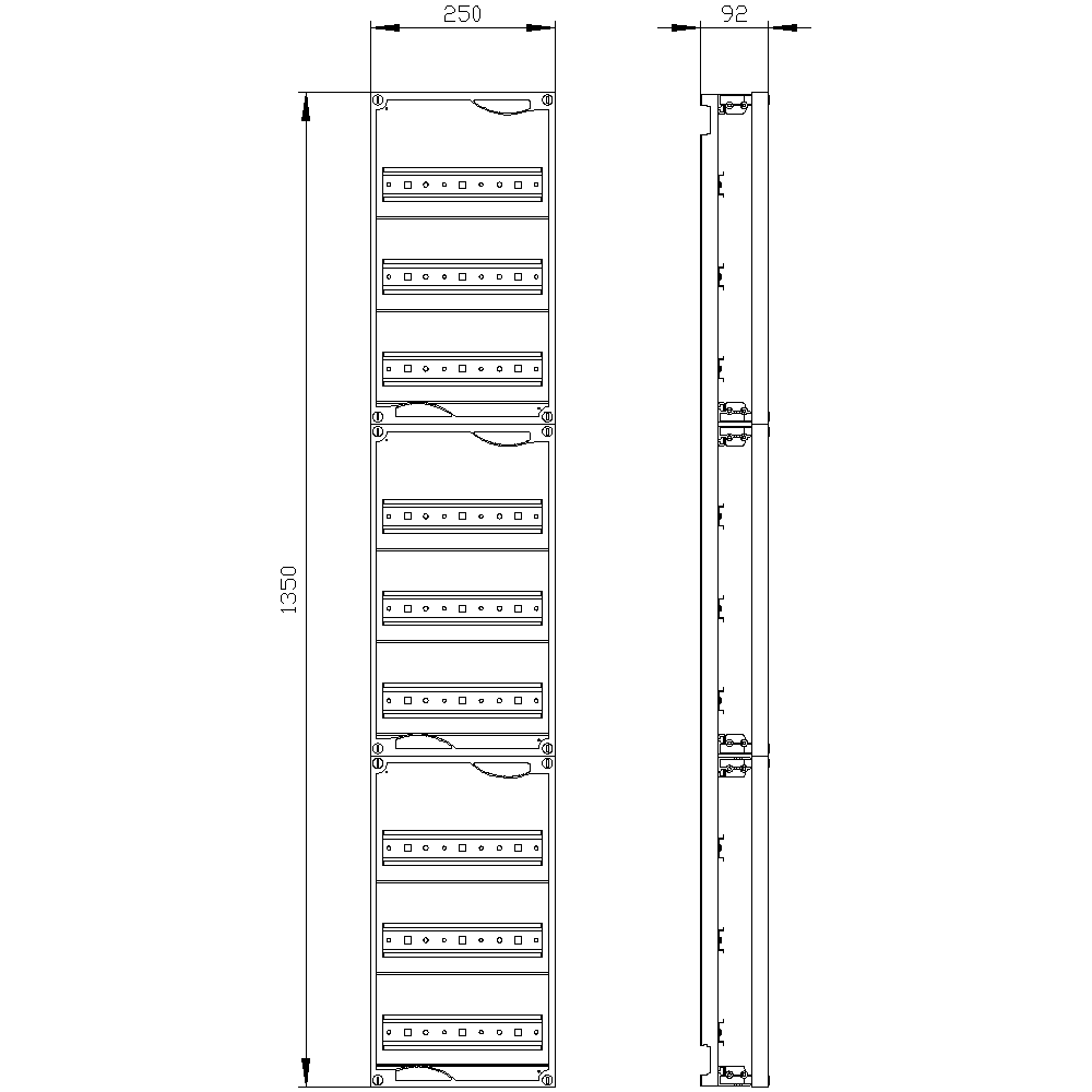 ALPHA 400 DIN quick assembly kit for modular installation devices tier spacing 125 mm with N/PE bar - Image 2