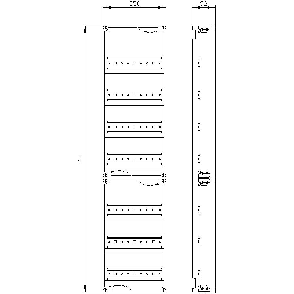 ALPHA 400 DIN quick assembly kit for modular installation devices tier spacing 125 mm 2 units N/PE-plug-in terminal H=1050 - Image 2