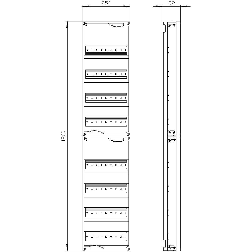 ALPHA 400 DIN quick assembly kit for modular installation devices tier spacing 125 mm 2 units N/PE-plug-in terminal H=1200 - Image 2