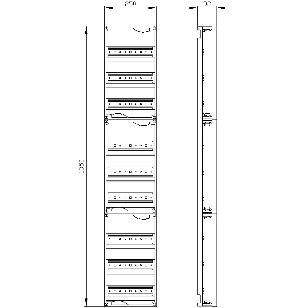 ALPHA 400 DIN quick assembly kit for modular installation devices tier spacing 125 mm 2 units N/PE-plug-in terminal H=1350 - Image 2