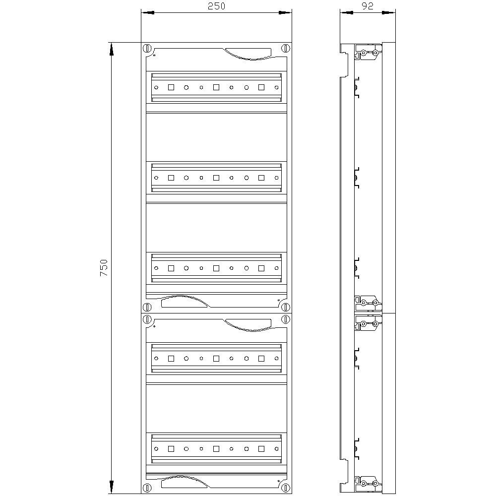 ALPHA 400 DIN quick assembly kit for modular installation devices tier spacing 150 mm H=750 W=250 - Image 2