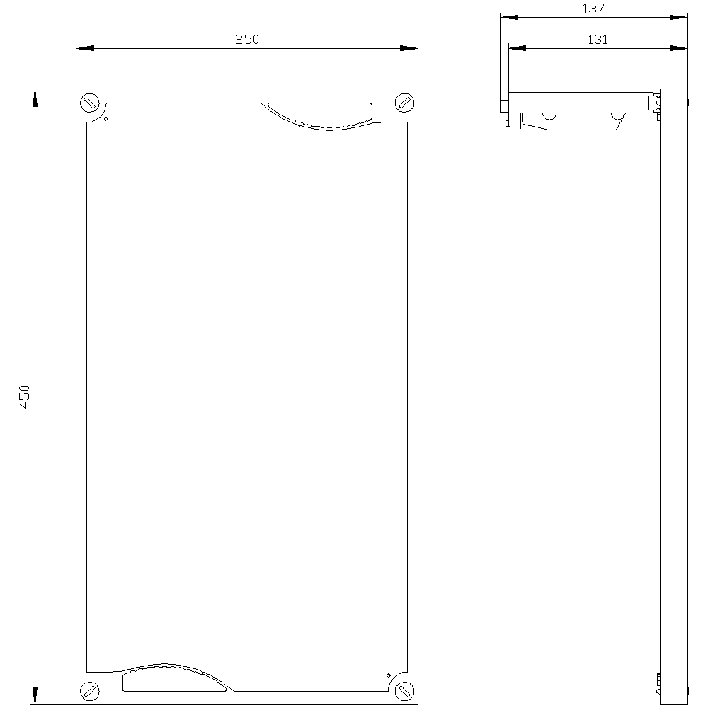 ALPHA 160 DIN assembly kit mounting plate section cover closed H = 450 mm - Image 2