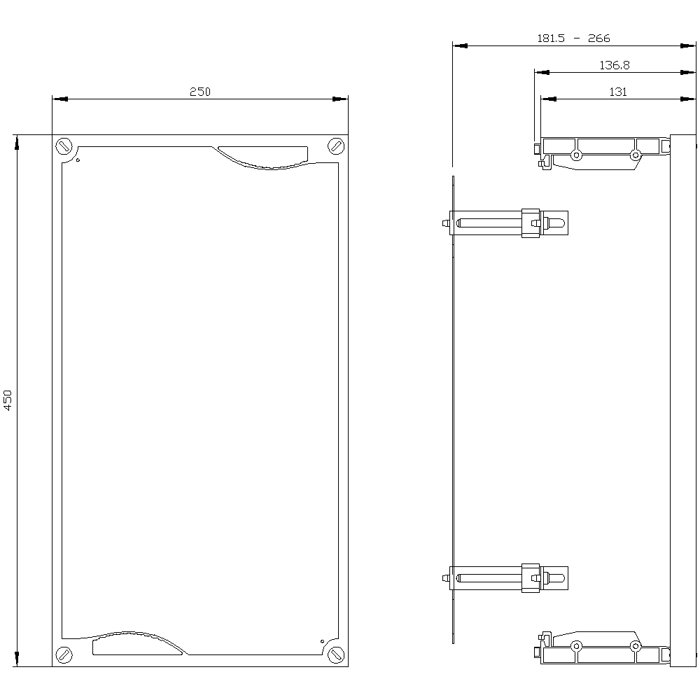 ALPHA 400/630/1250 DIN assembly kit mounting plate section cover closed H = 450 mm - Image 2