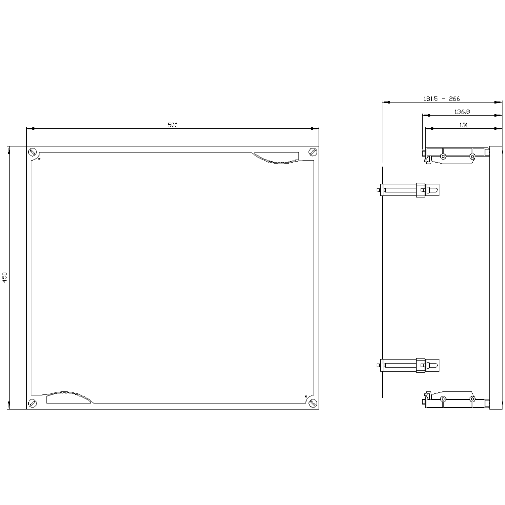 ALPHA 400/630/1250 DIN assembly kit mounting plate section cover closed H = 450 mm - Image 2