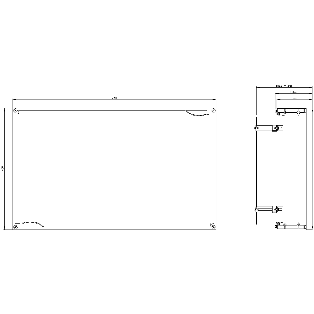 ALPHA 400/630/1250 DIN assembly kit mounting plate section cover closed H = 450 mm - Image 2