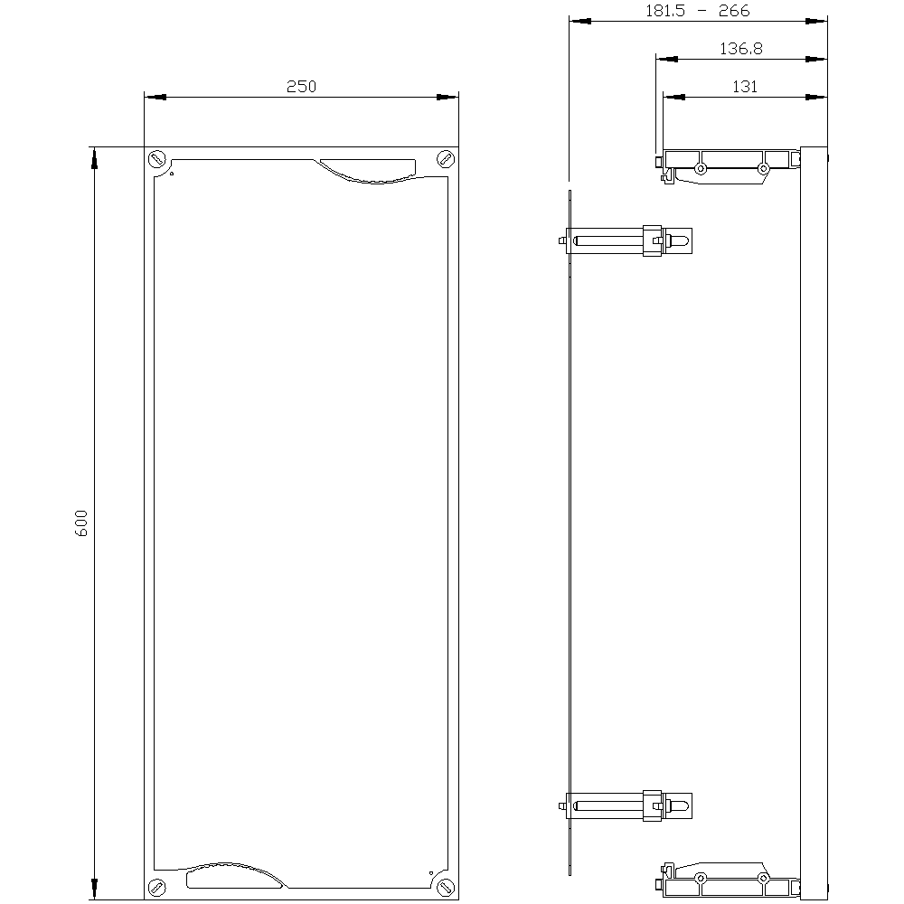ALPHA 400/630/1250 DIN assembly kit mounting plate section cover closed H = 600 mm - Image 2