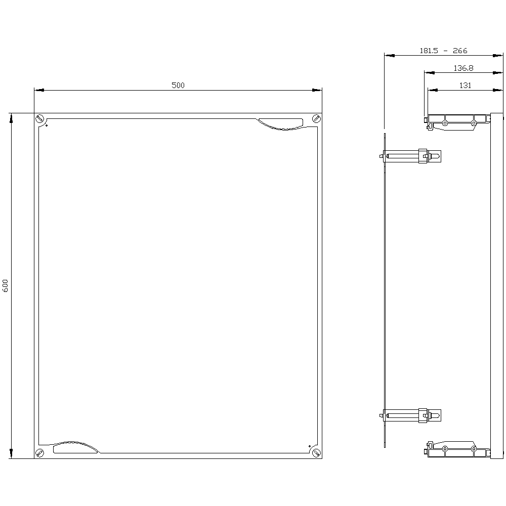 ALPHA 400/630/1250 DIN assembly kit mounting plate section cover closed H = 600 mm - Image 2