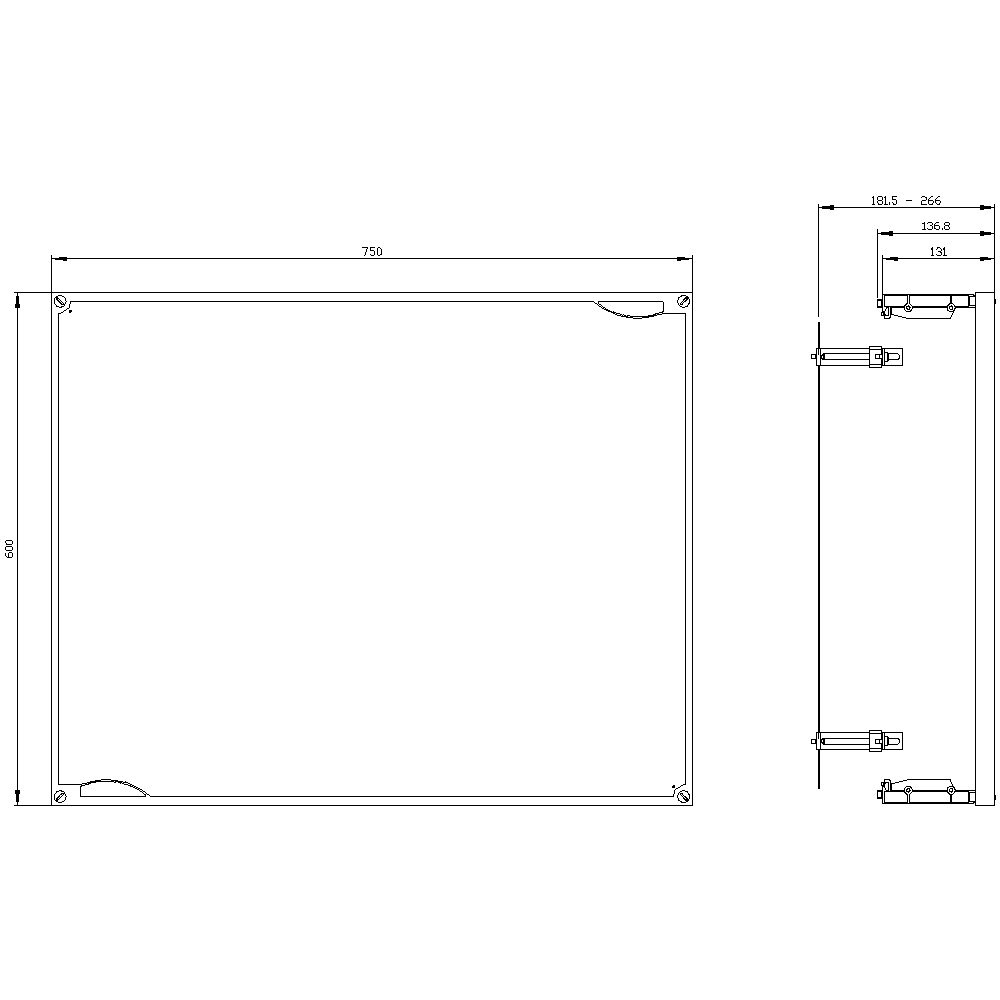 ALPHA 400/630/1250 DIN assembly kit mounting plate section cover closed H = 600 mm - Image 2