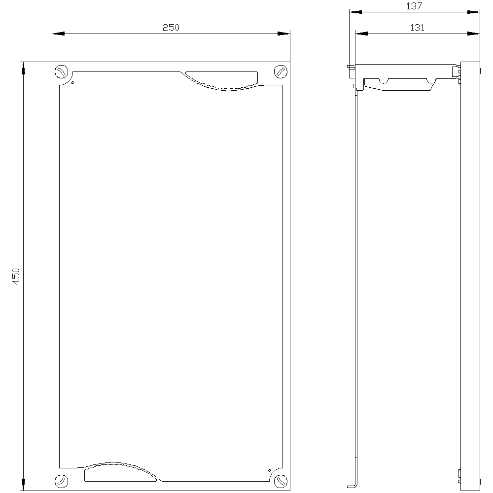 ALPHA 400/630/1250 DIN assembly kit mounting plate perforated with section cover H = 450 mm - Image 2