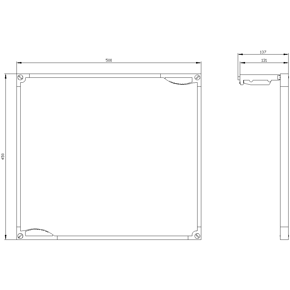 ALPHA 400/630/1250 DIN assembly kit front cover for unequipped panel transparent H = 450 mm - Image 2