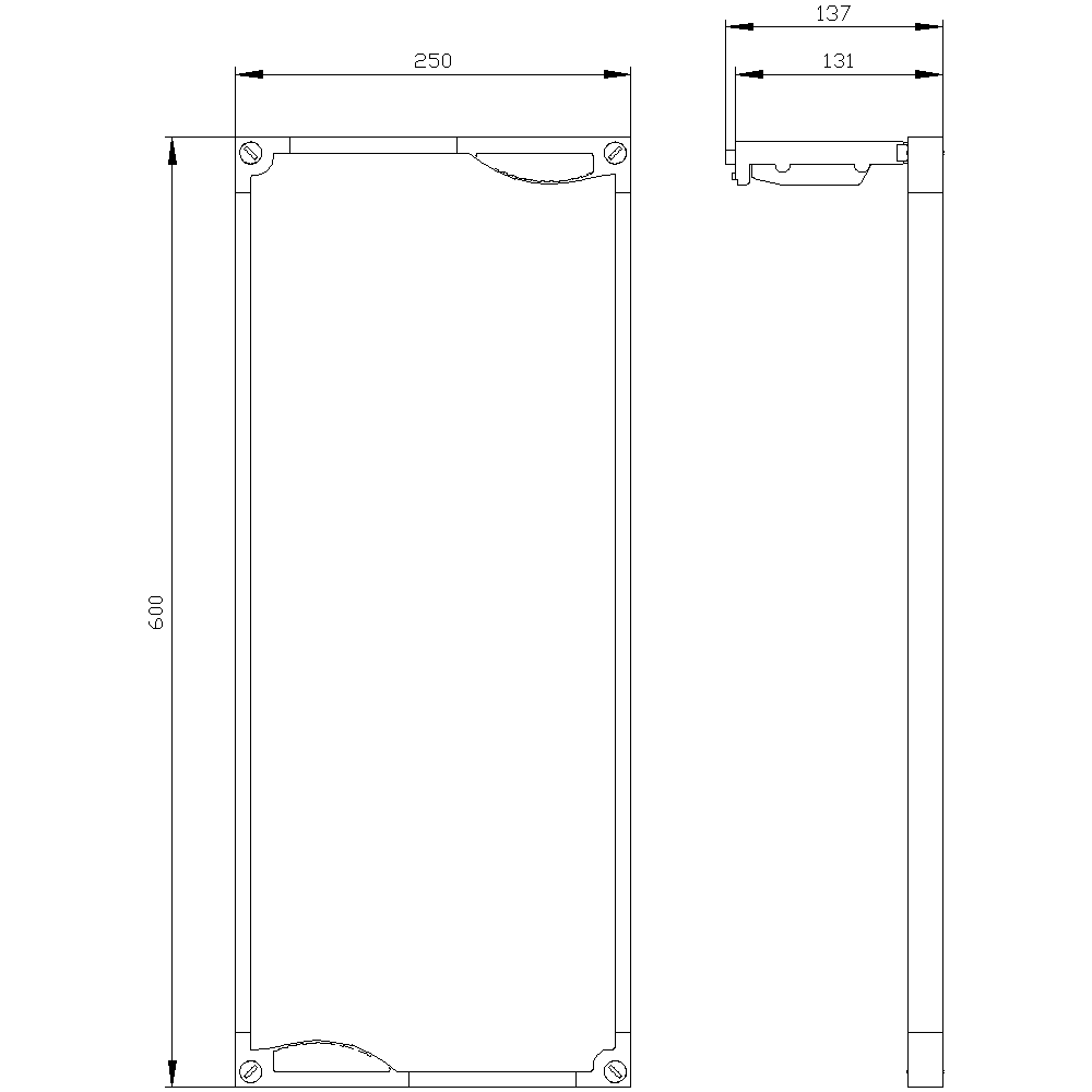 ALPHA 400/630/1250 DIN assembly kit front cover for unequipped panel transparent H = 600 mm - Image 2