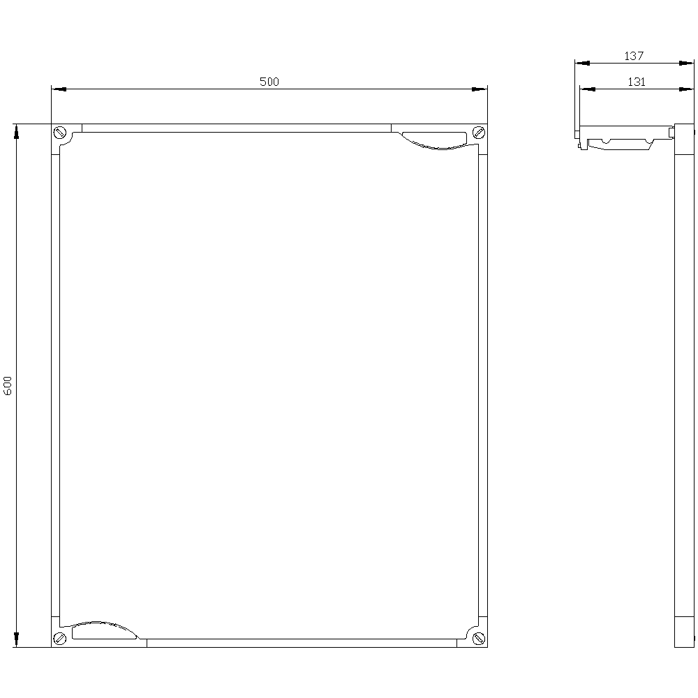 ALPHA 400/630/1250 DIN assembly kit front cover for unequipped panel transparent H = 600 mm - Image 2