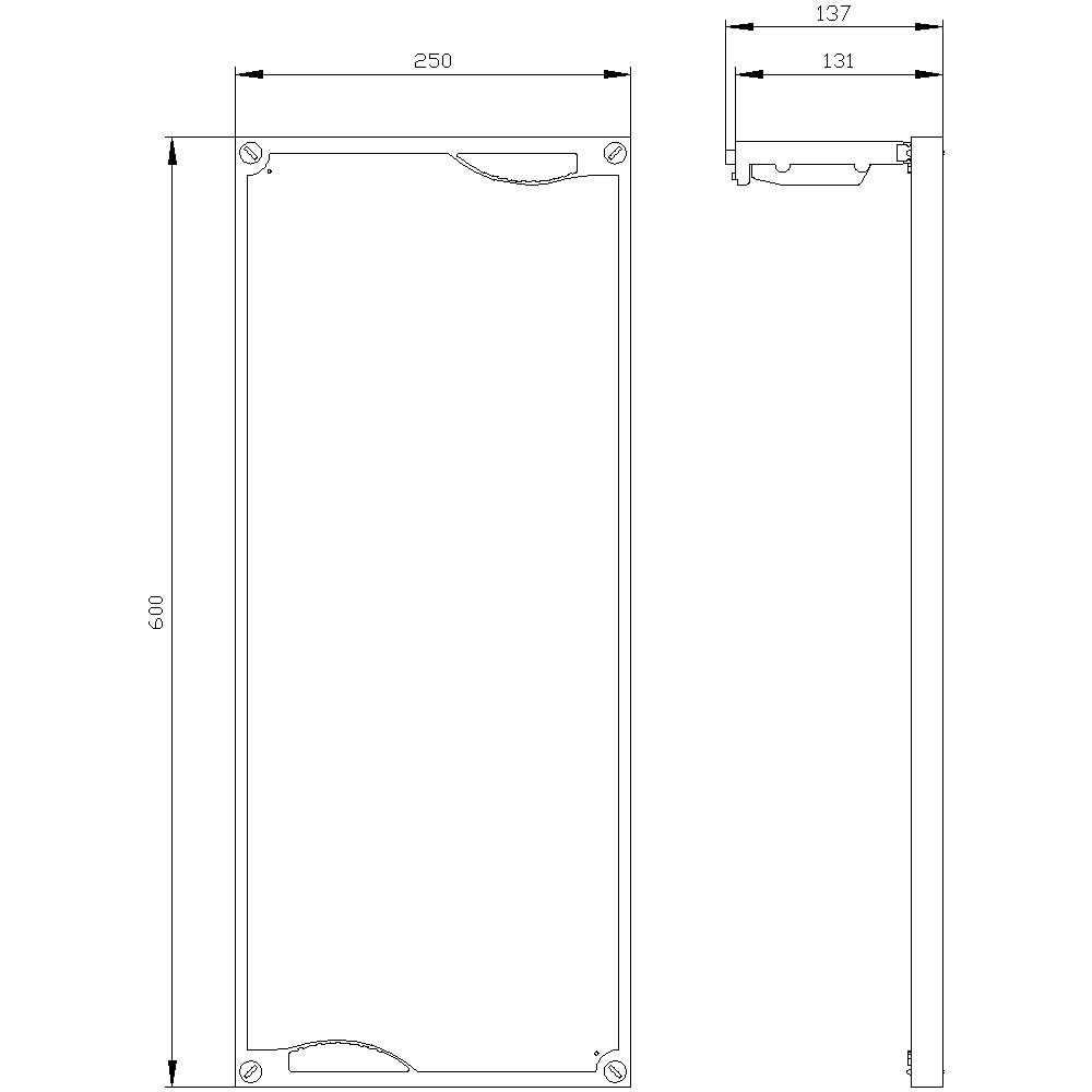 ALPHA 160 DIN assembly kit mounting plate section cover closed H = 600 mm - Image 2