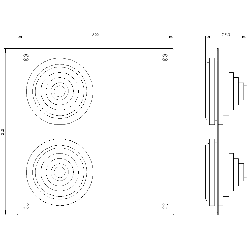 ALPHA 1250 DIN cable entry flange for lower flange opening in the floor plate old version with 2 x rubber sleeves 8HC6900 sheet steel IP56 flange opening 186 mm x 198 mm - Image 2
