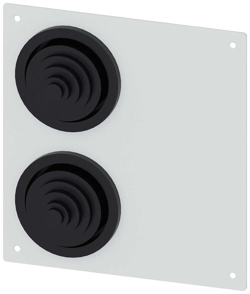 ALPHA 1250 DIN cable entry flange for lower flange opening in the floor plate old version with 2 x rubber sleeves 8HC6900 sheet steel IP56 flange opening 186 mm x 198 mm by Siemens
