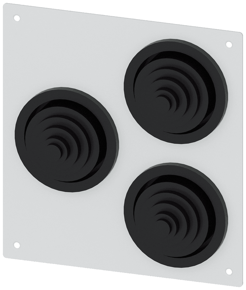 ALPHA 1250 DIN cable entry flange for lower flange opening in the floor plate old version with 3 x rubber sleeves 8HC6900 sheet steel IP57 flange opening 186 mm x 198 mm by Siemens