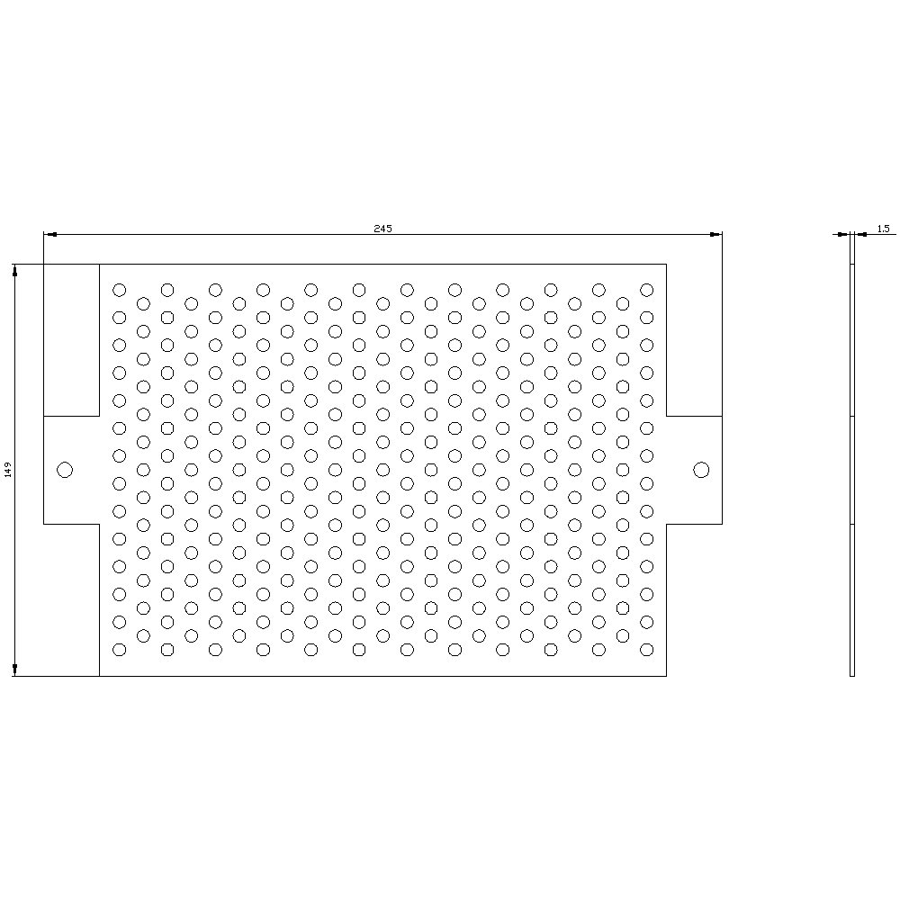 ALPHA 400/630/1250 DIN assembly kit mounting plate perforated with section cover H = 150 mm - Image 2