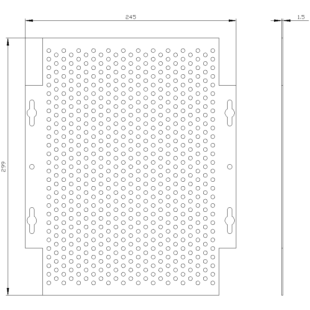 ALPHA 400/630/1250 DIN assembly kit mounting plate perforated with section cover H = 300 mm - Image 2