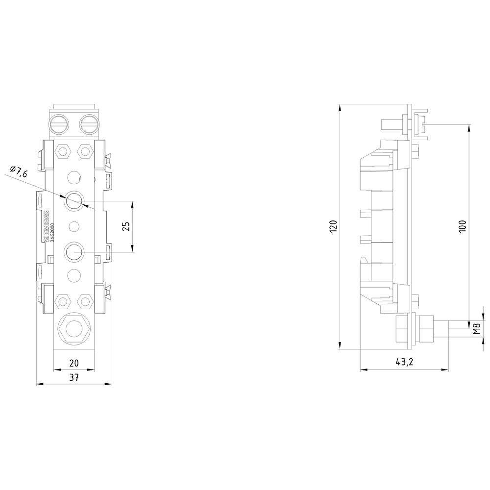 Neutral terminal base plastic Sz. 00 160A 690V - Image 2
