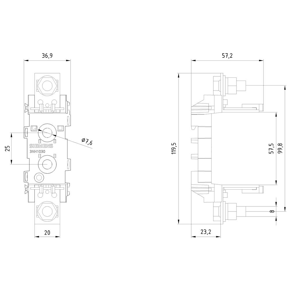 HRC fuse base plastic Sz. 00 - Image 2