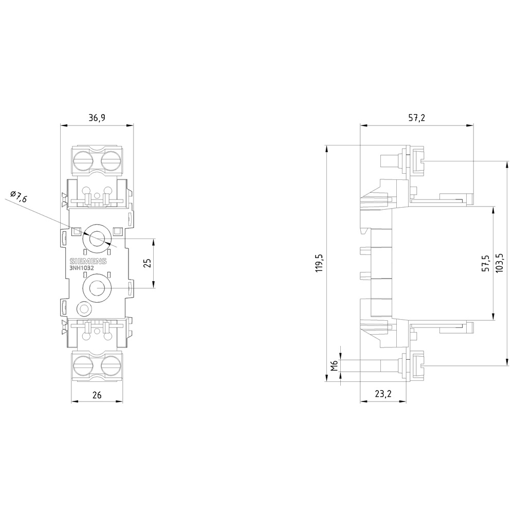 HRC fuse base plastic Sz. 00 1-pole 160A 690V clamp connection 6 x 70 mm2 - Image 2