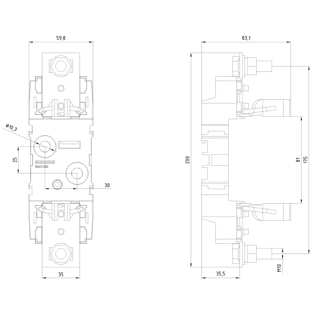 HRC fuse base plastic Sz. 1 1-pole 250A 690V flat terminal - Image 2