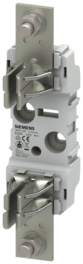 HRC fuse base plastic Sz. 3 1-pole 630A 690V flat terminal by Siemens