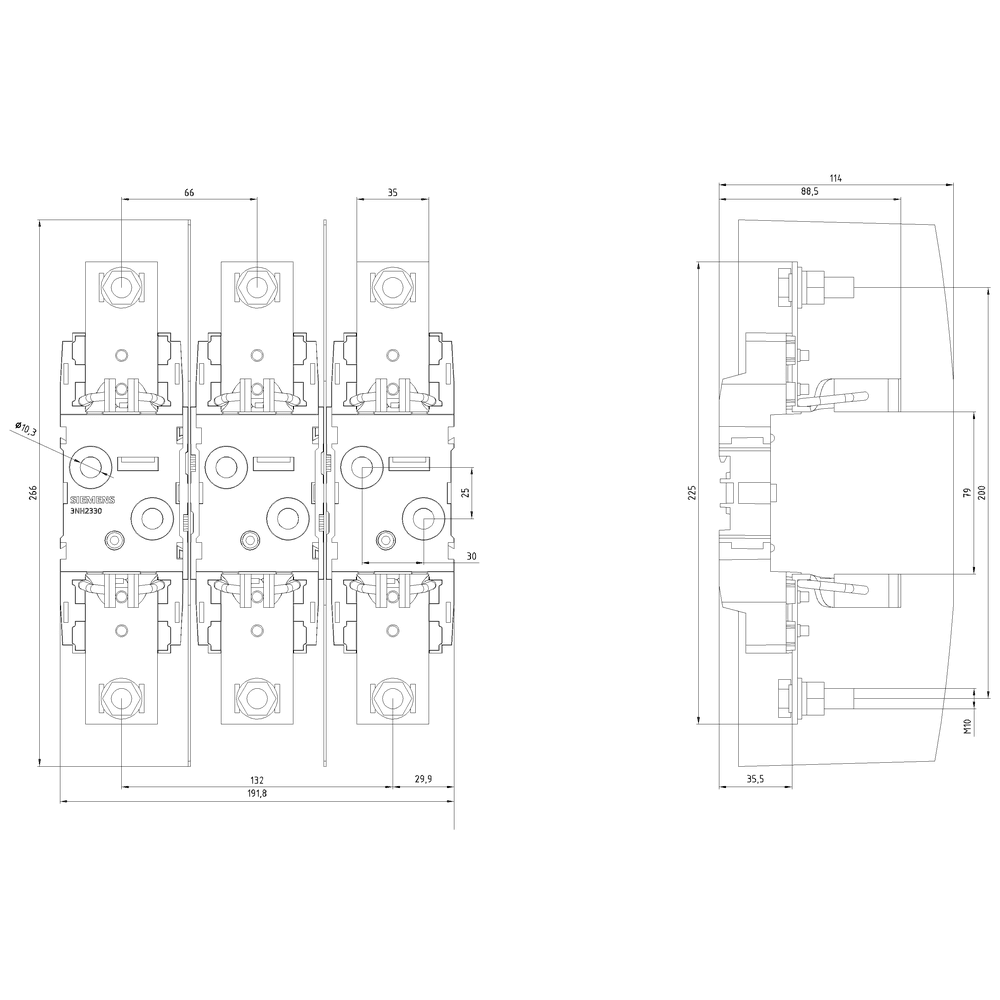 HRC fuse base plastic Sz. 2 3-pole 400A 690V flat terminal - Image 2