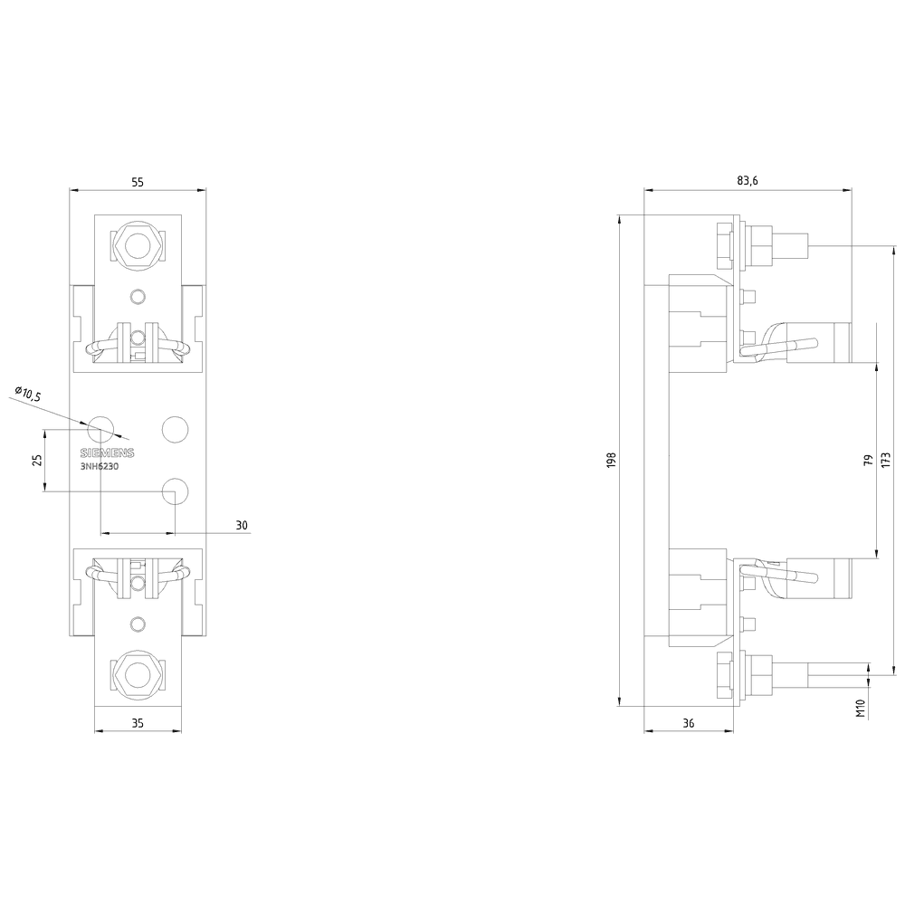 HRC fuse base ceramic Sz. 1 1-pole 250A 690V (1000V) flat terminal - Image 2