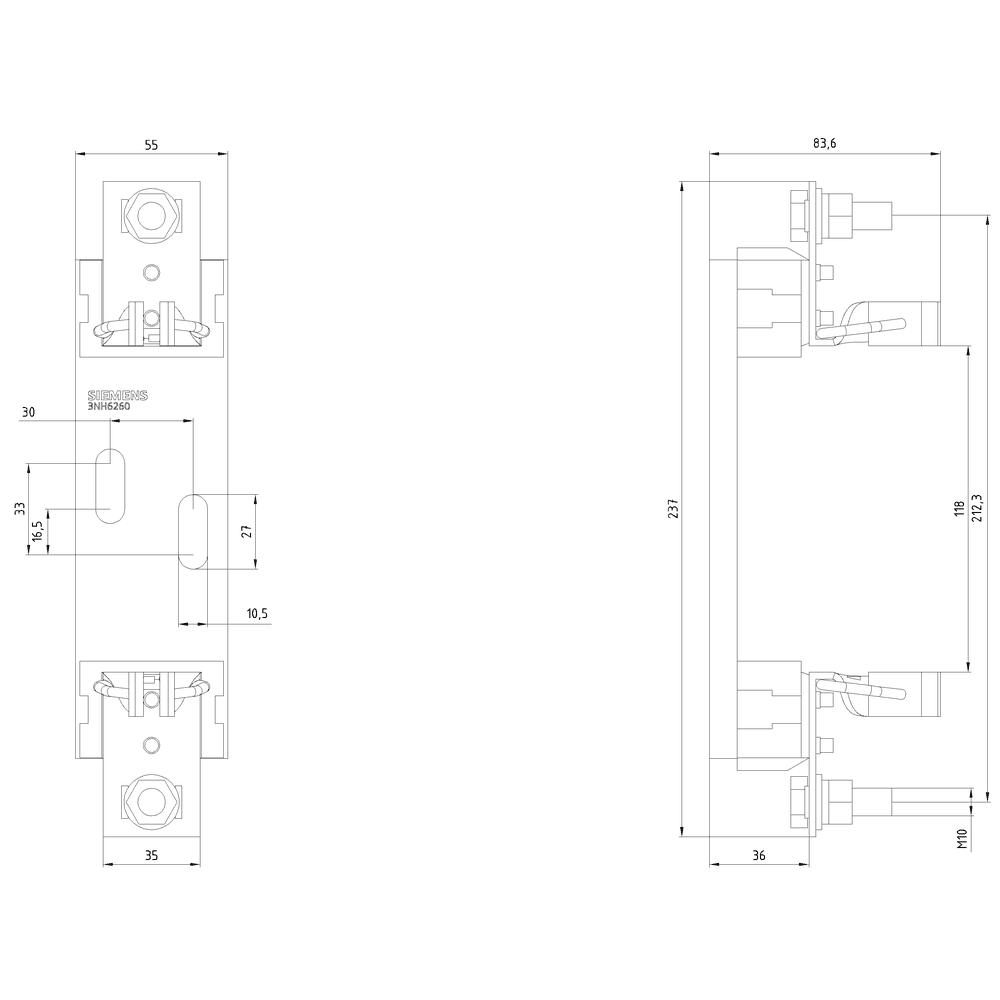 HRC fuse base ceramic Sz. 1L 1-pole 250A 1500V flat terminal - Image 2