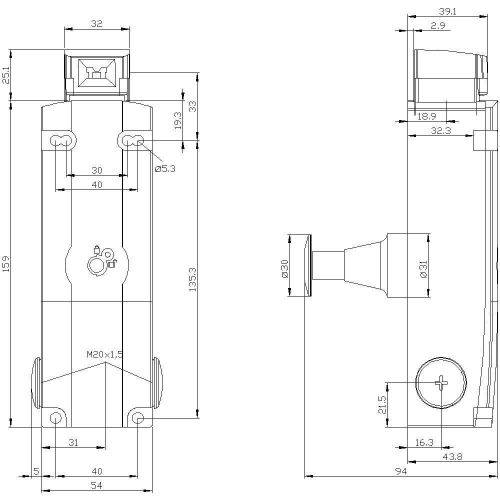 safety position switch with guard lock locking force 2600 N 5 approach directions spring-locked emergency release at the rear and auxiliary release on the front magnet voltage 24 V DC monitoring actuator 2 NC/1 NO monitoring magnet 2 NC/1 NO supplied without actuator - Image 3