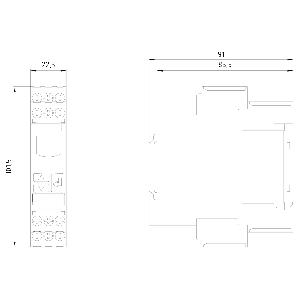 !!! product phase-out !!! the preferred successor is 3UG5825-1AA40 digital monitoring relay for residual current monitoring with residual-current transformer 3UL23 for IO-Link adjustment range 0.03 A to 40 A separate for warning threshold and trip value ON-delay and tripping delay 0 to 999.9 s shutdown hysteresis up to 50% warning hysteresis 5% fixed width 22.5 mm - Image 3