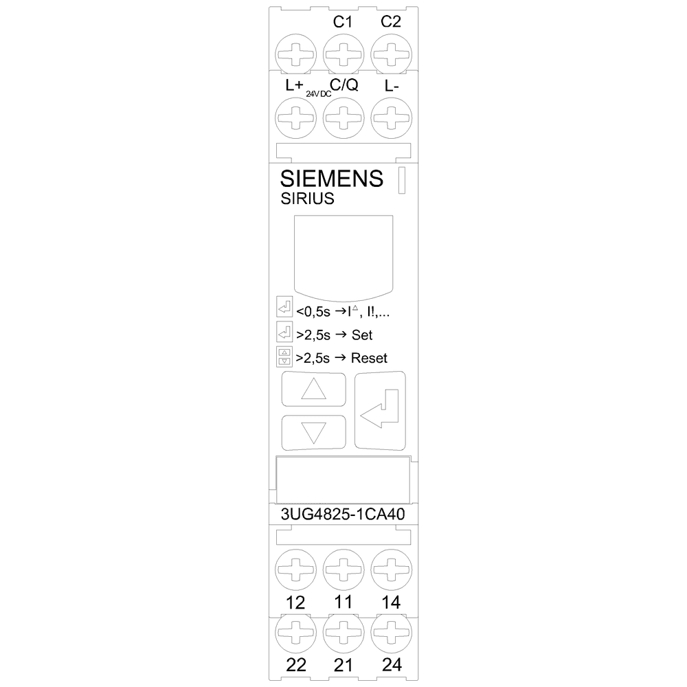 !!! product phase-out !!! the preferred successor is 3UG5825-1AA40 digital monitoring relay for residual current monitoring with residual-current transformer 3UL23 for IO-Link adjustment range 0.03 A to 40 A separate for warning threshold and trip value ON-delay and tripping delay 0 to 999.9 s shutdown hysteresis up to 50% warning hysteresis 5% fixed width 22.5 mm - Image 2