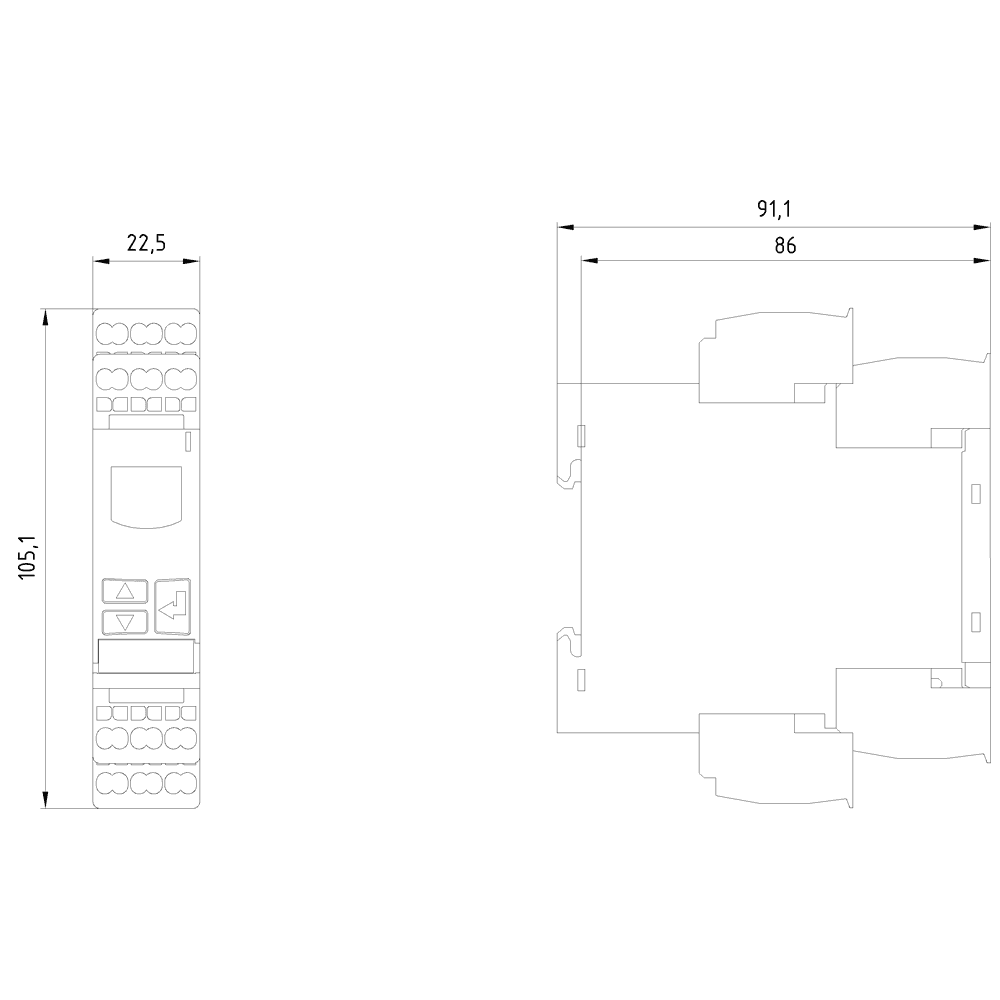 !!! product phase-out !!! the preferred successor is 3UG5825-1AA40 digital monitoring relay for residual current monitoring with residual-current transformer 3UL23 for IO-Link adjustment range 0.03 A to 40 A separate for warning threshold and trip value ON-delay and tripping delay 0 to 999.9 s shutdown hysteresis up to 50% warning hysteresis 5% fixed width 22.5 mm - Image 3